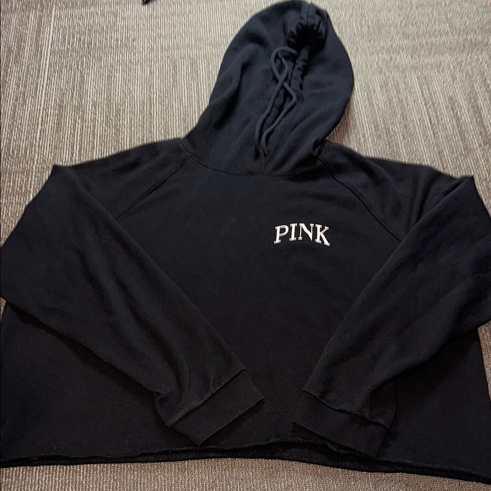 PINK Victoria's Secret Black Cropped Hoodie for Women
